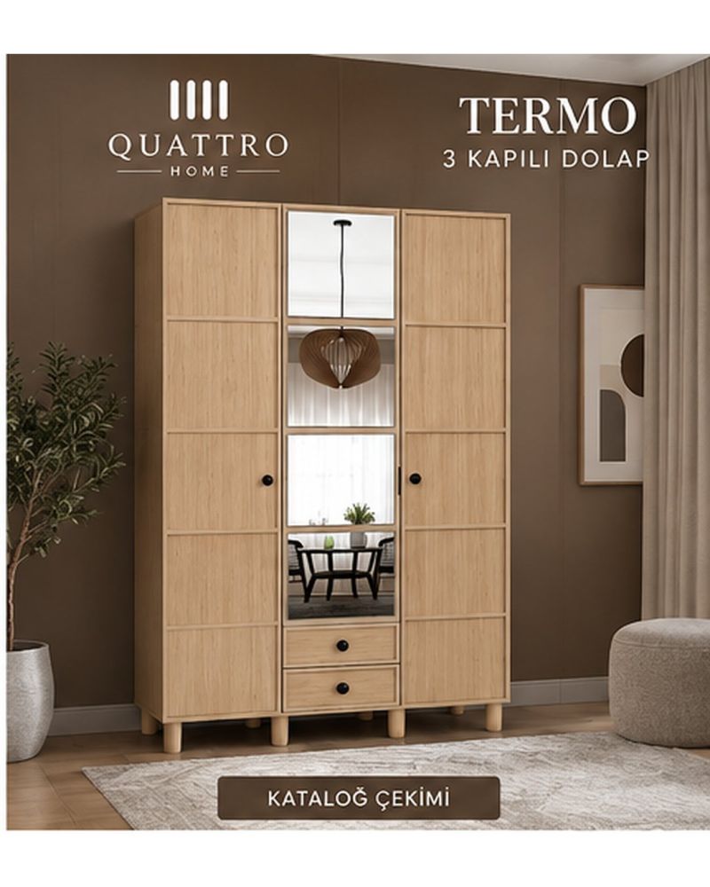 TERMO 3 KAPAKLI DOLAP -Genişlik: 120 cm  Yükseklik: 208 cm  Derinlik: 54 cm-%100 MDF