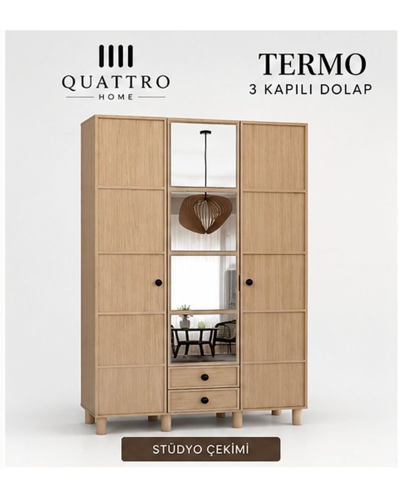 TERMO 3 KAPAKLI DOLAP -Genişlik: 120 cm  Yükseklik: 208 cm  Derinlik: 54 cm-%100 MDF