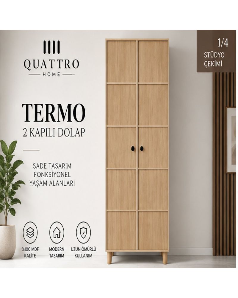 TERMO 2 KAPAKLI DOLAP-Genişlik: 80 cm  Yükseklik: 208 cm  Derinlik: 54 cm-%100 MDF