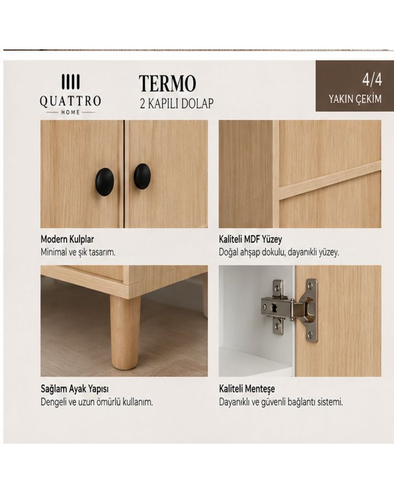 TERMO 2 KAPAKLI DOLAP-Genişlik: 80 cm  Yükseklik: 208 cm  Derinlik: 54 cm-%100 MDF