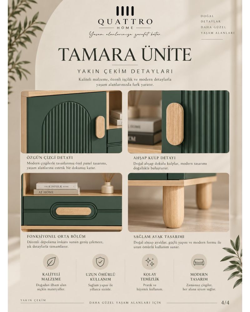 TAMARA TV ÜNİTESİ-Genişlik: 160 cm  Yükseklik: 66 cm  Derinlik: 41 cm-%100 MDF