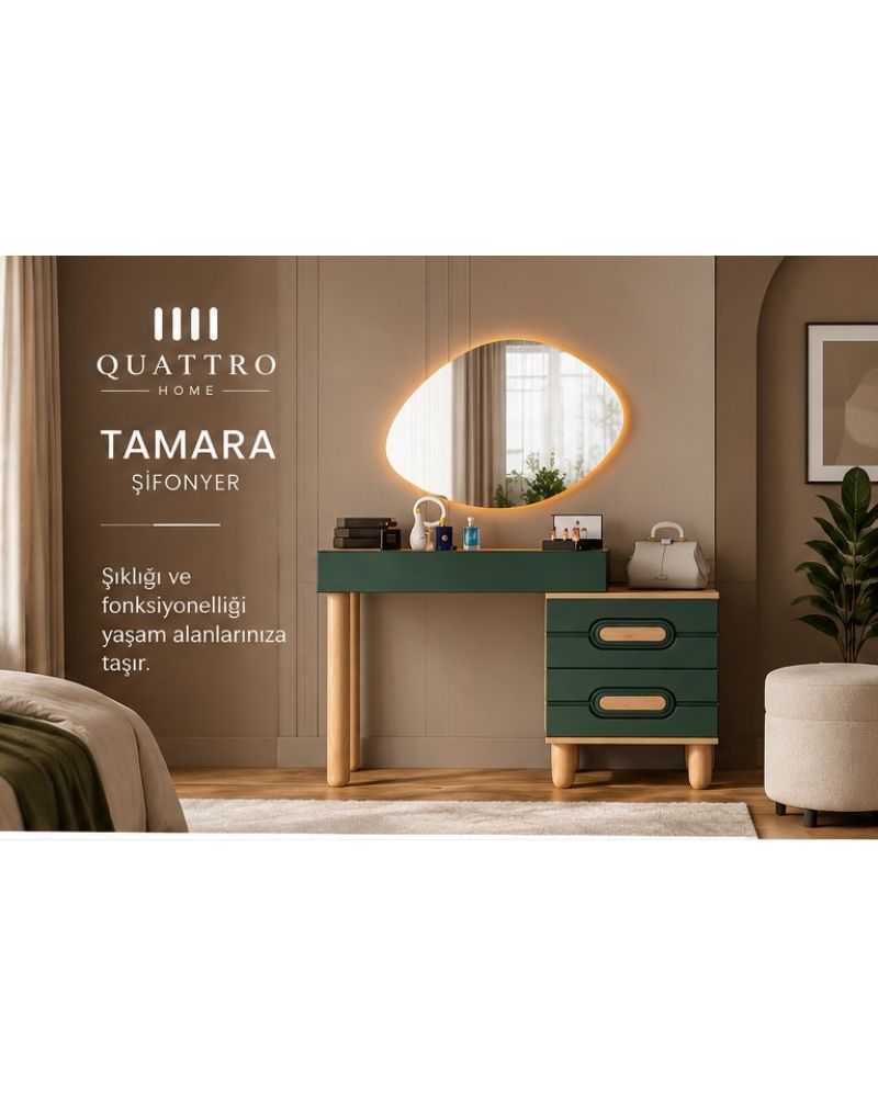 TAMARA MAKYAJ MASASI-Genişlik: 120 cm  Yükseklik: 80 cm  Derinlik: 41 cm-%100 MDF