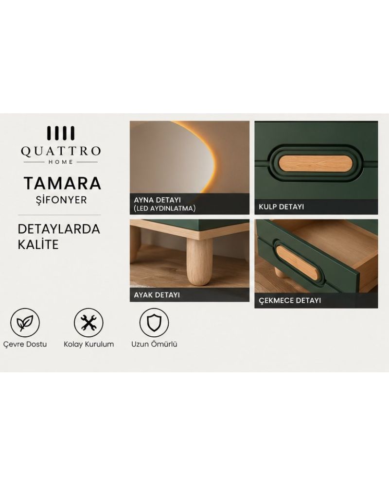 TAMARA MAKYAJ MASASI-Genişlik: 120 cm  Yükseklik: 80 cm  Derinlik: 41 cm-%100 MDF