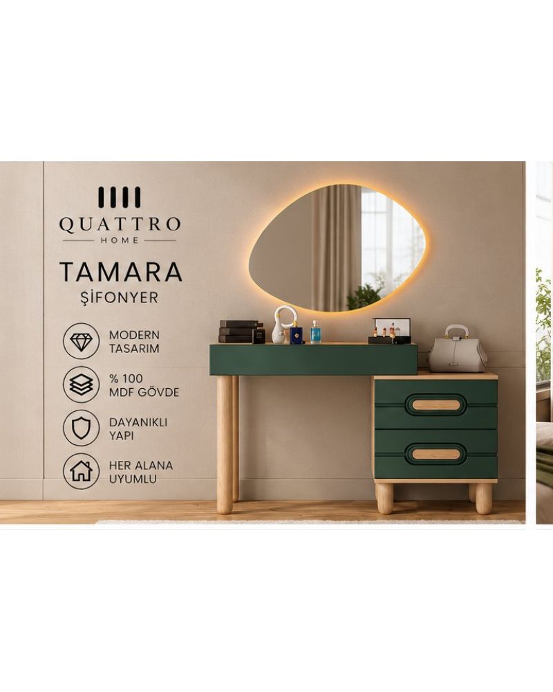 TAMARA MAKYAJ MASASI-Genişlik: 120 cm  Yükseklik: 80 cm  Derinlik: 41 cm-%100 MDF