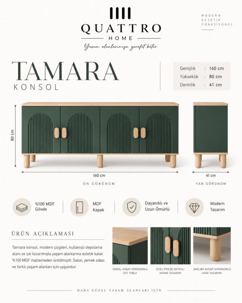 TAMARA KONSOL YEŞİL-%100 MDF