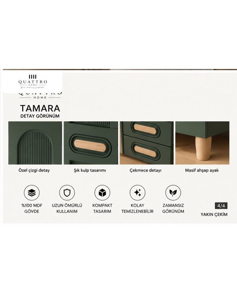 TAMARA 3 KAPAKLI DOLAP -Genişlik: 120 cm  Yükseklik: 208 cm  Derinlik: 54 cm-%100 MDF
