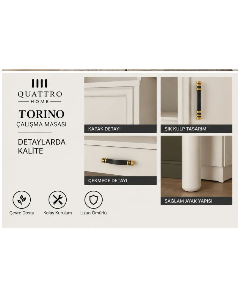 TORINO KİTAPLIKLI ÇALIŞMA MASASI- %100 MDF -