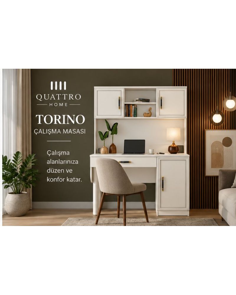 TORINO KİTAPLIKLI ÇALIŞMA MASASI- %100 MDF -