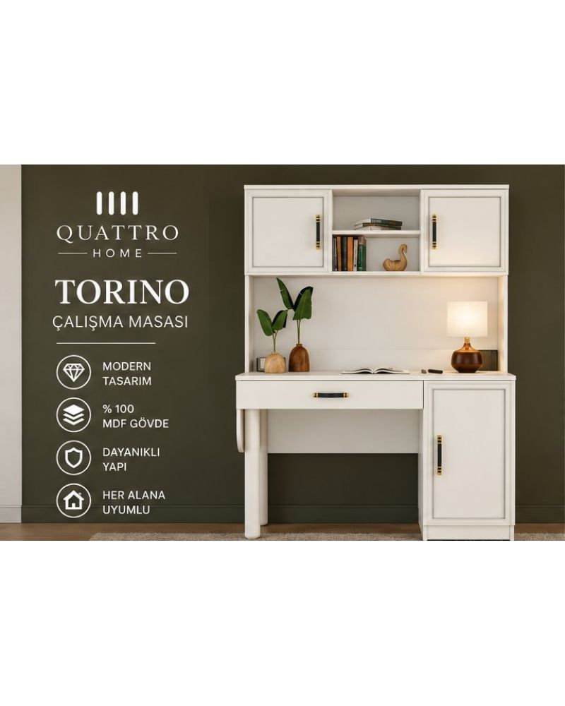 TORINO KİTAPLIKLI ÇALIŞMA MASASI- %100 MDF -