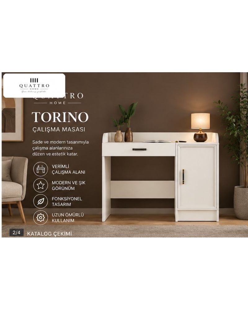 TORINO ÇALIŞMA MASASI-Genişlik: 120 cm Yükseklik: 90 cm Derinlik: 57 cm Malzeme: %100 MDF