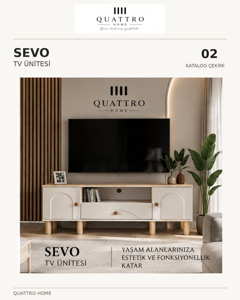SEVO TV ÜNİTESİ-Genişlik: 160 cm  Yükseklik: 66 cm  Derinlik: 41 cm-%100 MDF
