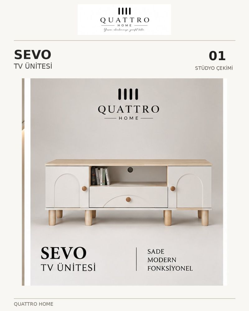 SEVO TV ÜNİTESİ-Genişlik: 160 cm  Yükseklik: 66 cm  Derinlik: 41 cm-%100 MDF