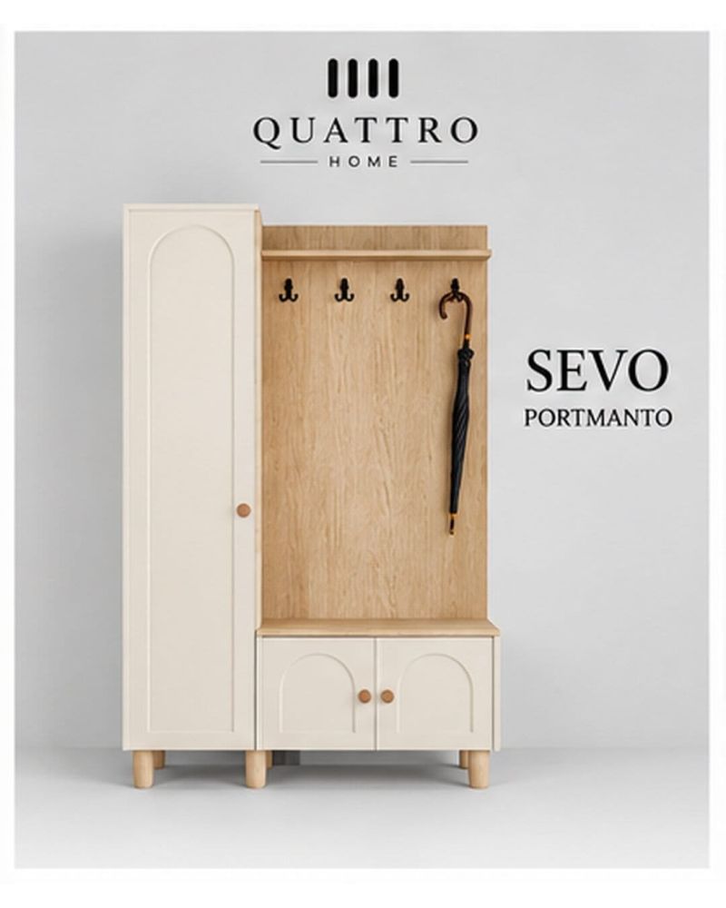 SEVO GENİŞ VESTİYER -Genişlik: 120 cm  Yükseklik: 208 cm  Derinlik: 37 cm-%100 MDF