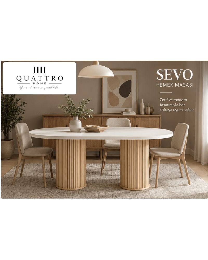 SEVO YEMEK MASASI -Genişlik: 180 cm  Yükseklik: 77 cm  Derinlik: 92 cm-%100 MDF