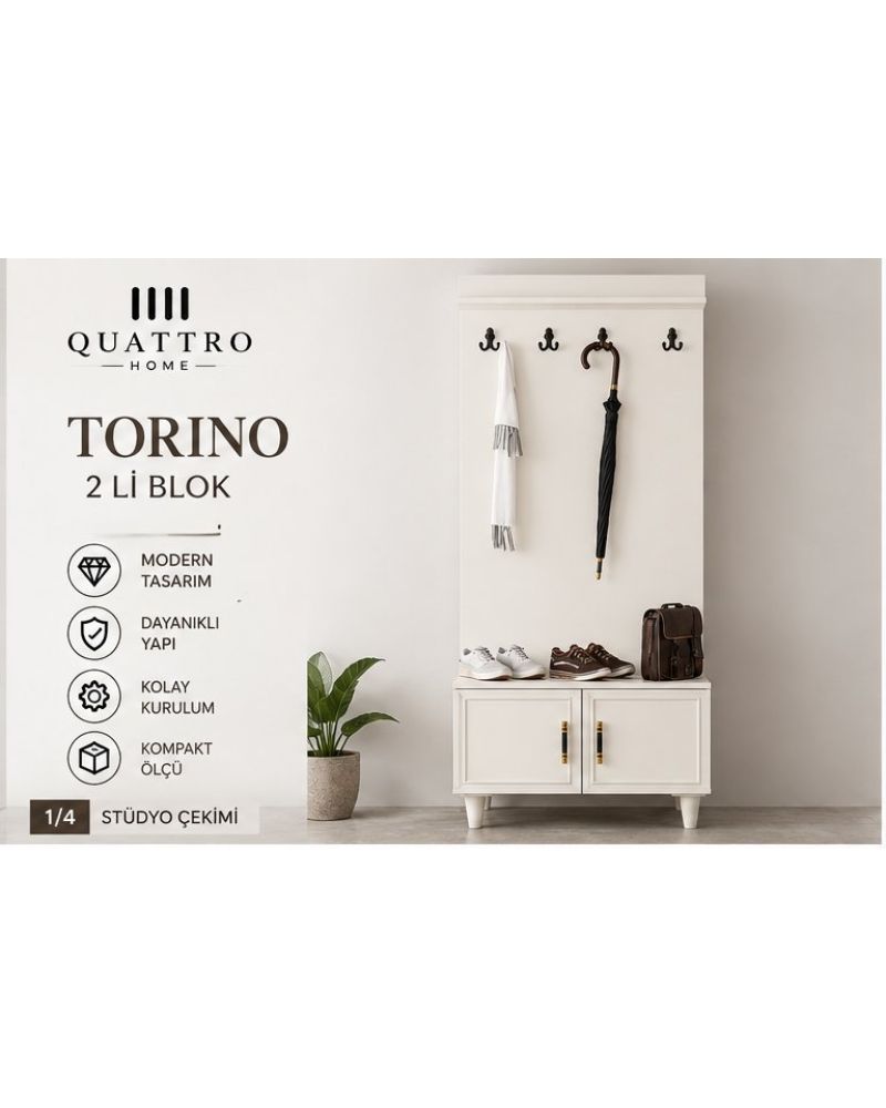 TORINO VESTİYER -Genişlik: 80 cm  Yükseklik: 208 cm  Derinlik: 37 cm-%100 MDF