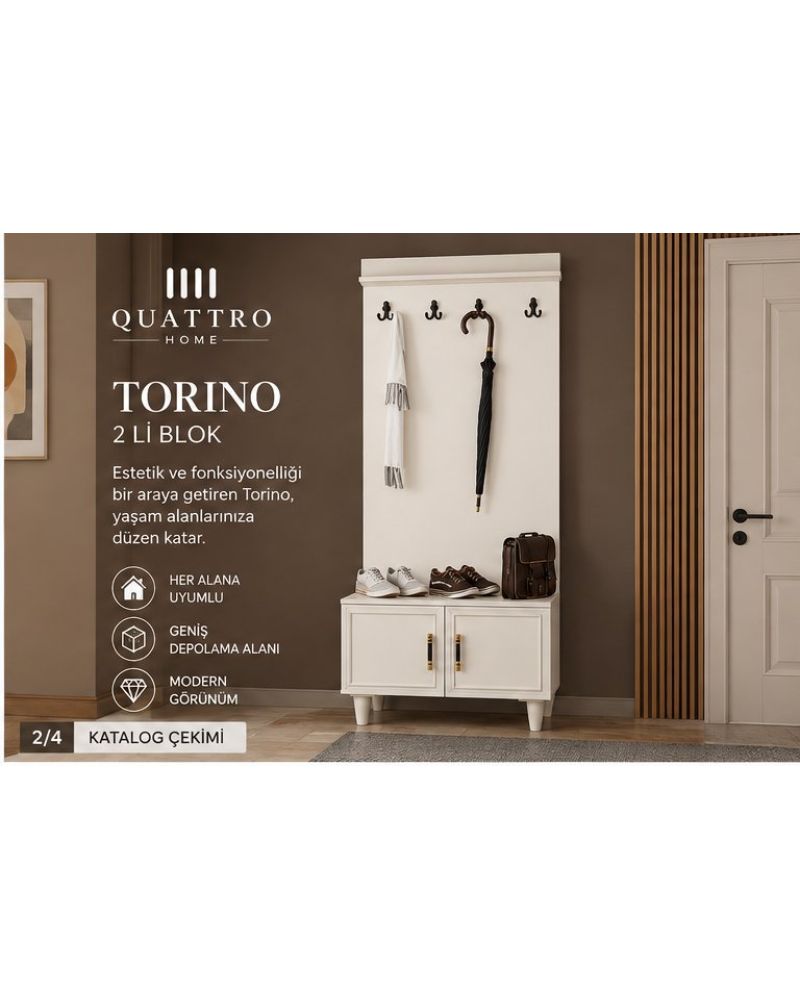 TORINO VESTİYER -Genişlik: 80 cm  Yükseklik: 208 cm  Derinlik: 37 cm-%100 MDF