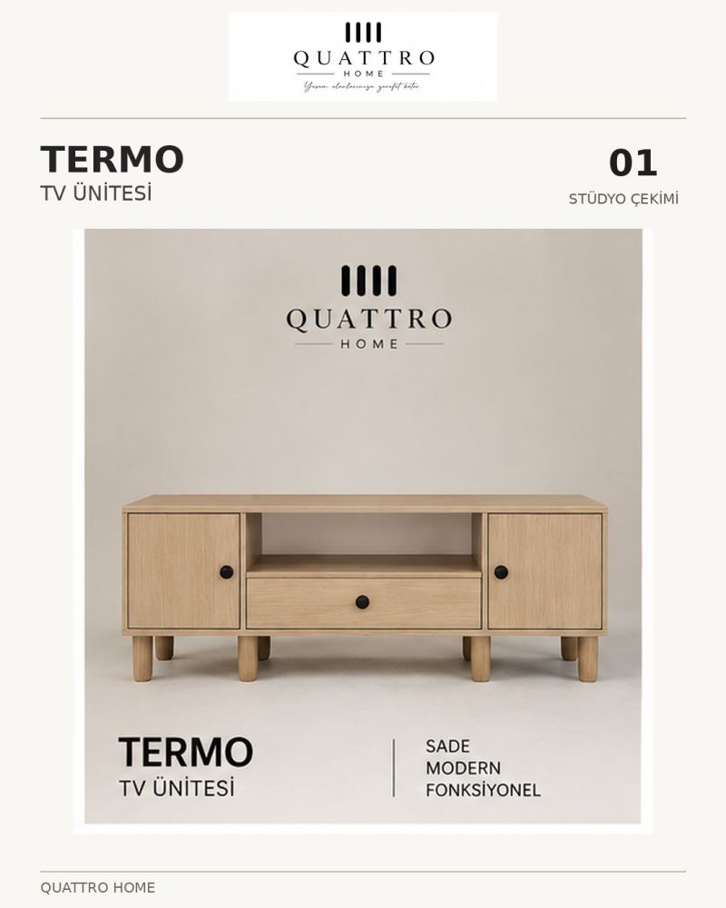 TERMO TV ÜNİTESİ -Genişlik: 160 cm  Yükseklik: 66 cm  Derinlik: 41 cm-%100 MDF