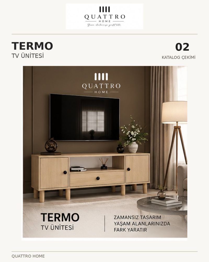 TERMO TV ÜNİTESİ -Genişlik: 160 cm  Yükseklik: 66 cm  Derinlik: 41 cm-%100 MDF