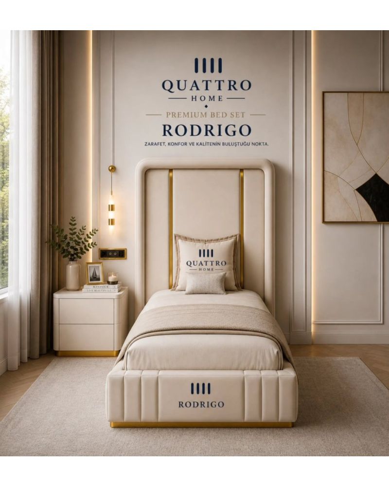 Rodrigo Premium Tek Kişilik Döşemeli Yatak Seti