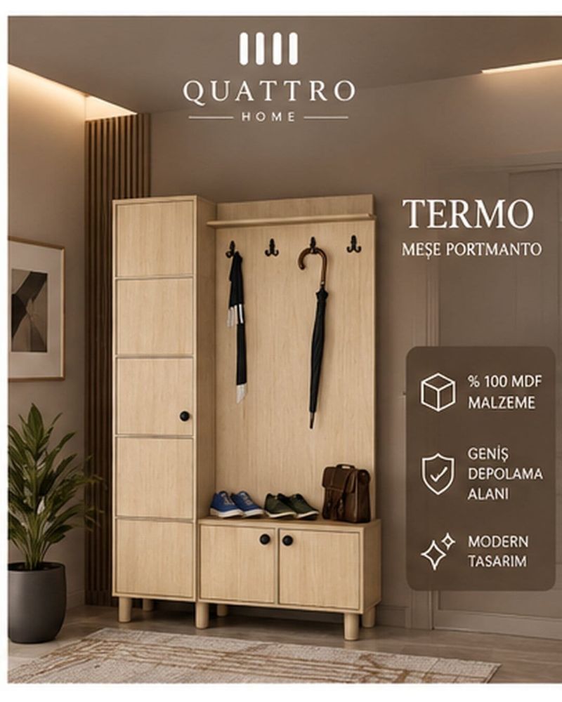 TERMO GENİŞ VESTİYER-Genişlik: 120 cm  Yükseklik: 208 cm  Derinlik: 37 cm-%100 MDF