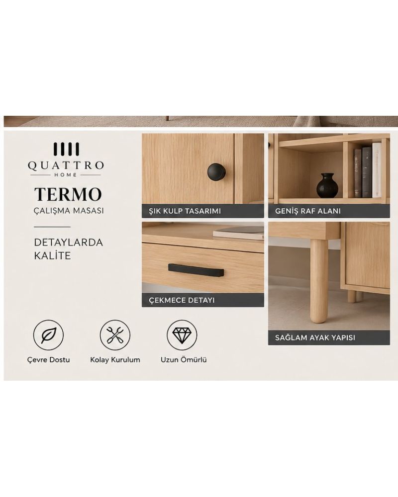 TERMO KİTAPLIKLI ÇALIŞMA MASASI- %100 MDF