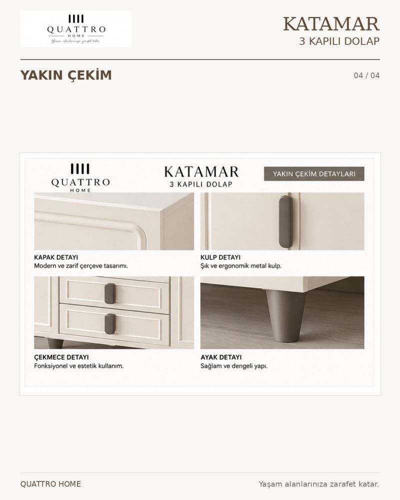 KATAMAR 3 KAPAKLI DOLAP-Genişlik: 120 cm Yükseklik: 208 cm Derinlik: 54 cm-%100 MDF