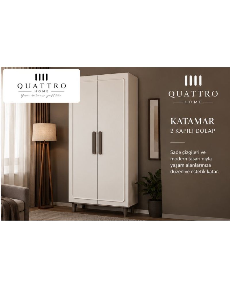 KATAMAR 2 KAPAKLI DOLAP-Genişlik: 80 cm Yükseklik: 208 cm Derinlik: 54 cm-%100 MDF