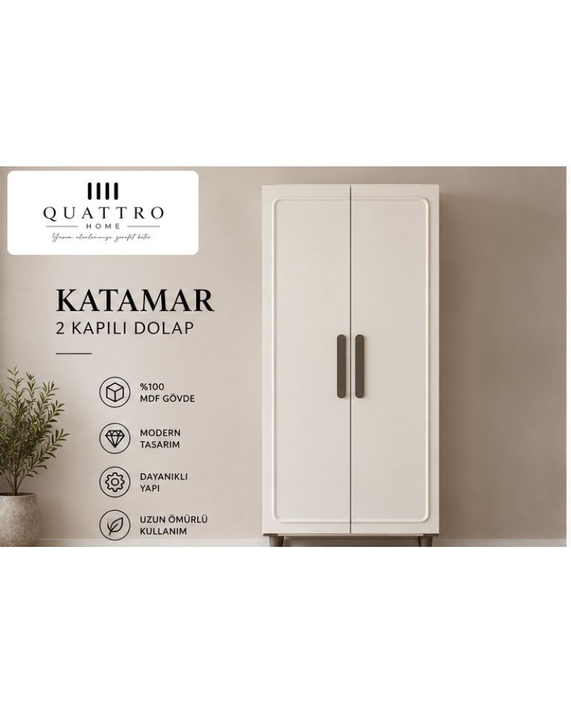 KATAMAR 2 KAPAKLI DOLAP-Genişlik: 80 cm Yükseklik: 208 cm Derinlik: 54 cm-%100 MDF