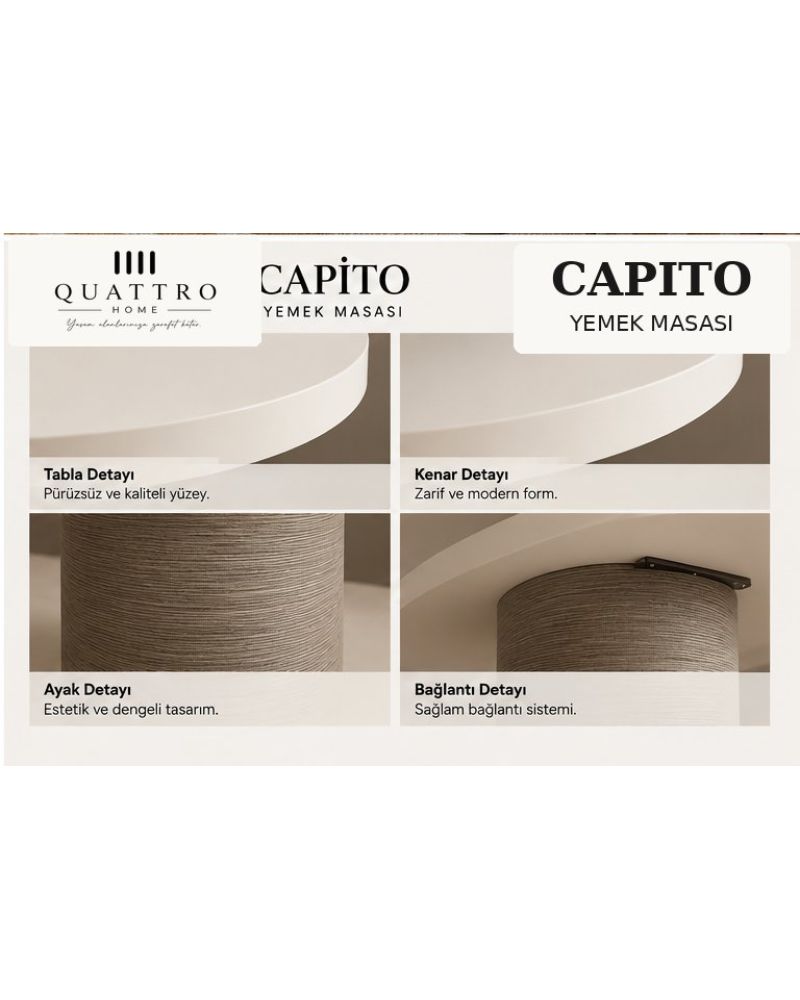 CAPITO YEMEK MASASI-Genişlik 180 cm × Yükseklik 77 cm × Derinlik 92 cm-%100 MDF