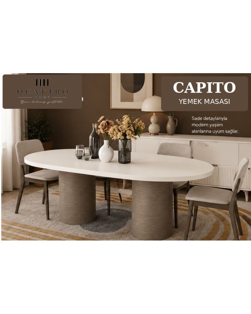 CAPITO YEMEK MASASI-Genişlik 180 cm × Yükseklik 77 cm × Derinlik 92 cm-%100 MDF