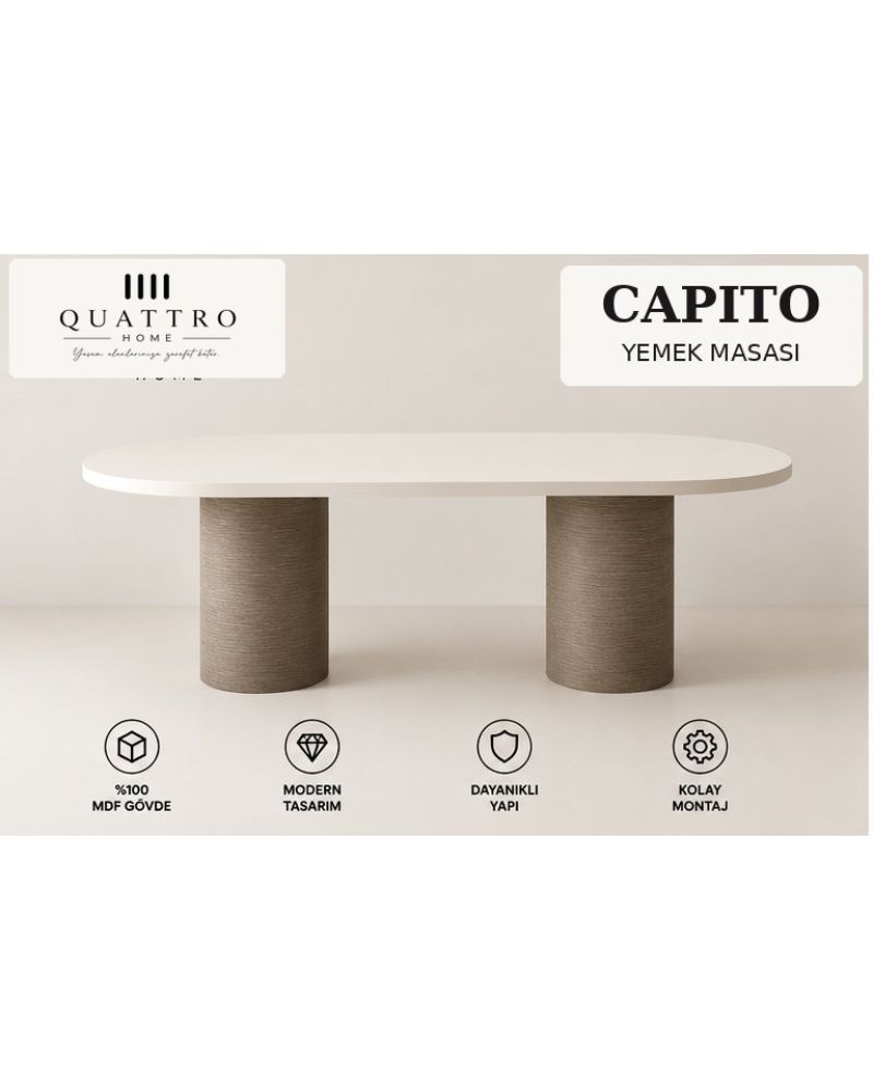 CAPITO YEMEK MASASI-Genişlik 180 cm × Yükseklik 77 cm × Derinlik 92 cm-%100 MDF