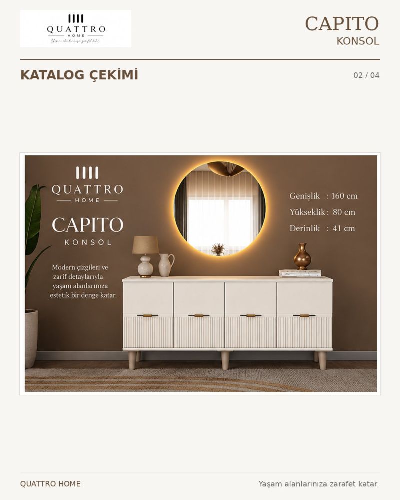 CAPITO KONSOL -Genişlik 160 cm × Yükseklik 80 cm × Derinlik 41 cm-%100 MDF