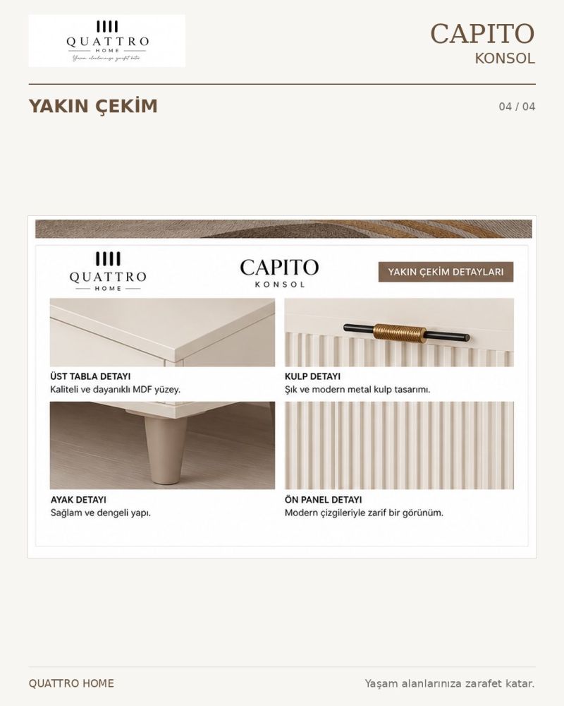 CAPITO KONSOL -Genişlik 160 cm × Yükseklik 80 cm × Derinlik 41 cm-%100 MDF
