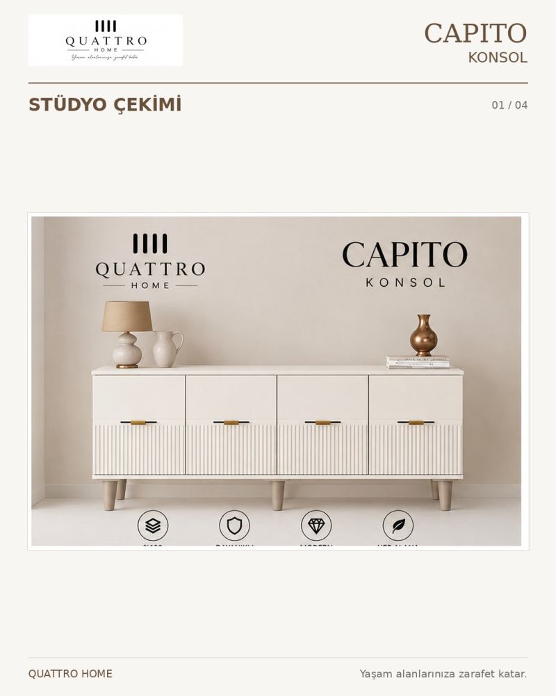 CAPITO KONSOL -Genişlik 160 cm × Yükseklik 80 cm × Derinlik 41 cm-%100 MDF
