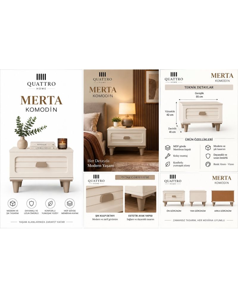 MERTA KOMODİN --- %100 MDF-Genişlik: 55 cm Yükseklik: 42 cm Derinlik: 41 cm