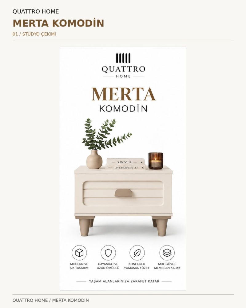 MERTA KOMODİN --- %100 MDF-Genişlik: 55 cm Yükseklik: 42 cm Derinlik: 41 cm