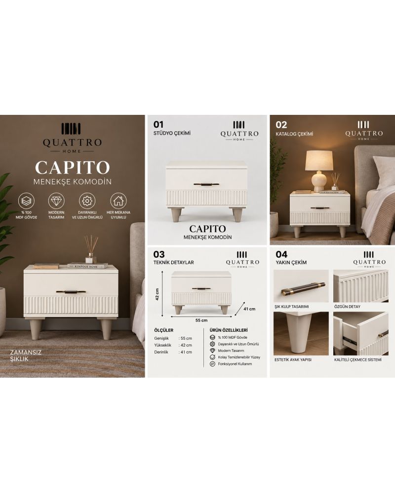CAPITO KOMODİN - Genişlik 55 cm × Yükseklik 42 cm × Derinlik 41 cm-%100 MDF