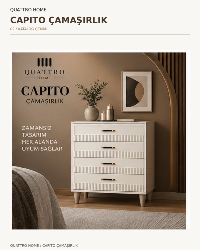 CAPITO ÇAMAŞIRLIK ŞİFONYER-Genişlik 80 cm × Yükseklik 100 cm × Derinlik 41 cm-%100 MDF