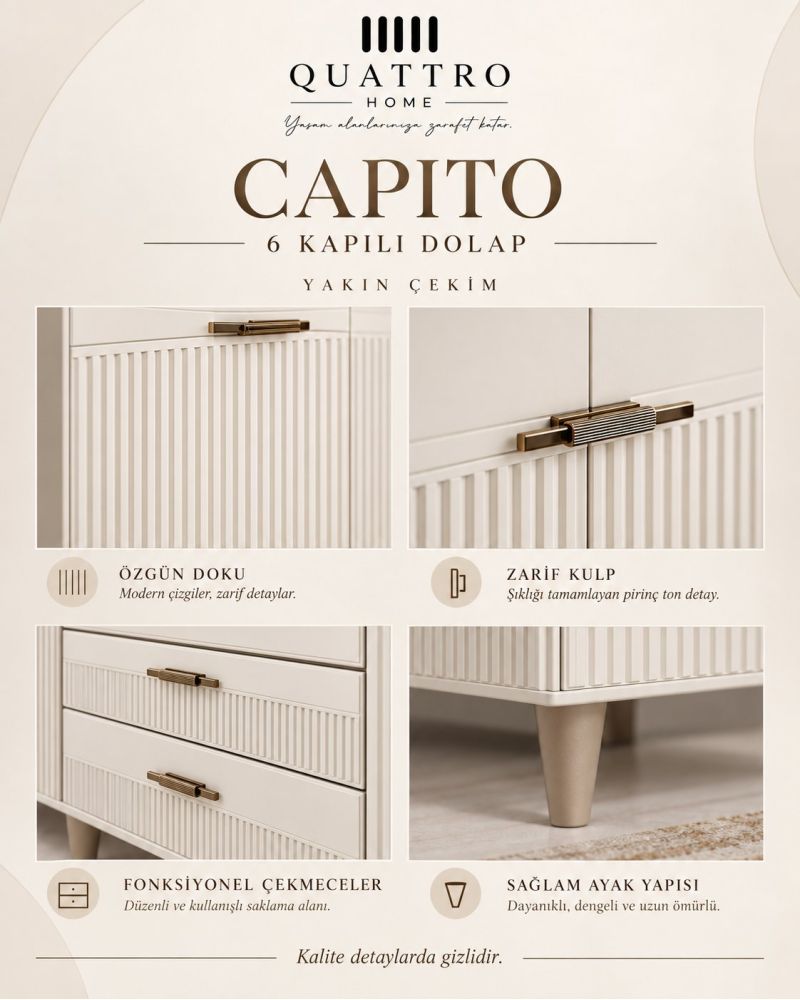 CAPITO 6 LI DOLAP-Genişlik: 240 cm Derinlik: 54 cm Yükseklik: 208 cm-%100 MDF