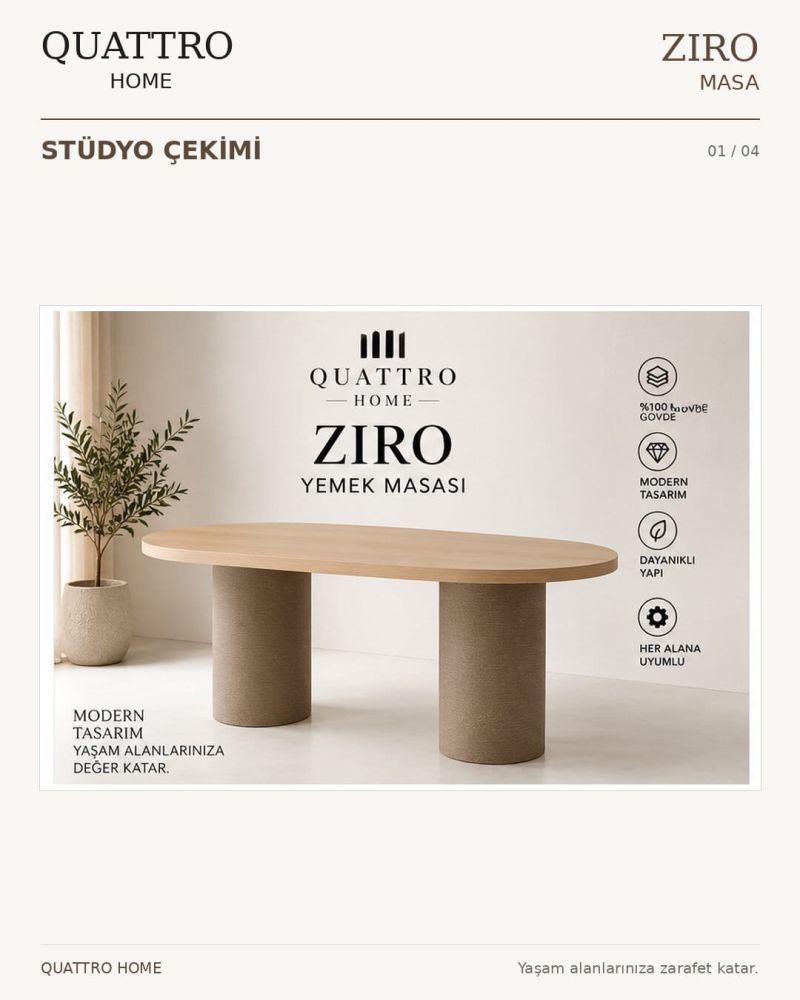 Oval Formlu Modern Yemek Masası -Genişlik 180 cm, yükseklik 77 cm ve derinlik 92 cm-%100 MDF