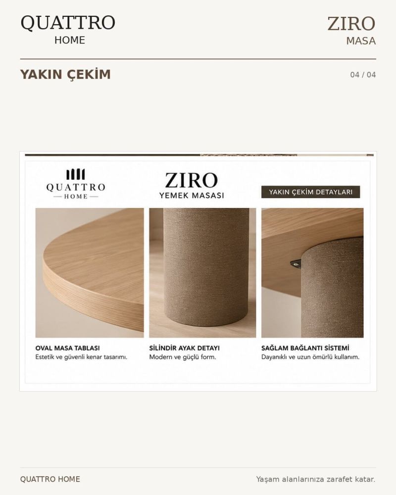 Oval Formlu Modern Yemek Masası -Genişlik 180 cm, yükseklik 77 cm ve derinlik 92 cm-%100 MDF