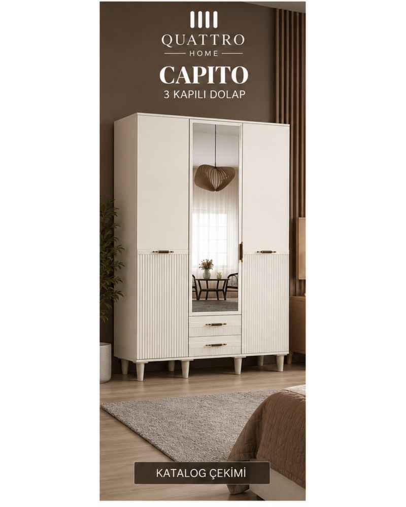 CAPITO 3 KAPILI DOLAP-Genişlik: 120 cm Derinlik: 54 cm Yükseklik: 208 cm-%100 MDF
