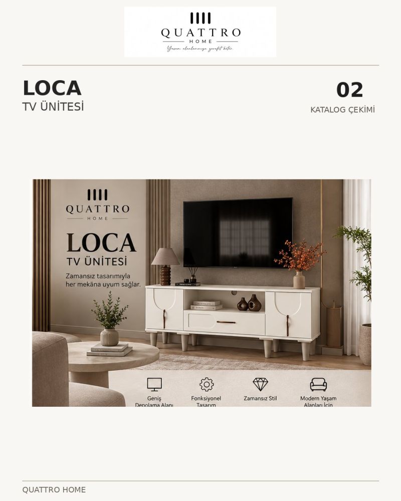 LOCA TV ÜNİTESİ SEHPASI-% 100 MDF-Genişlik: 160 cm Yükseklik: 66 cm Derinlik: 41 cm