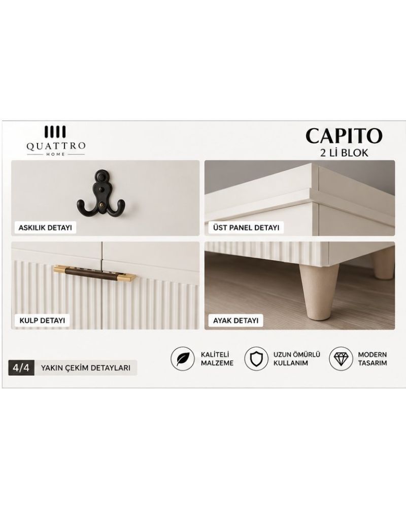 CAPITO 2 Lİ PORTMANTO-Genişlik: 80 cm Derinlik: 37 cm Yükseklik: 208 cm-%100 MDF