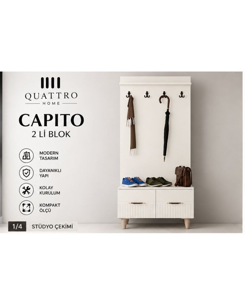 CAPITO 2 Lİ PORTMANTO-Genişlik: 80 cm Derinlik: 37 cm Yükseklik: 208 cm-%100 MDF