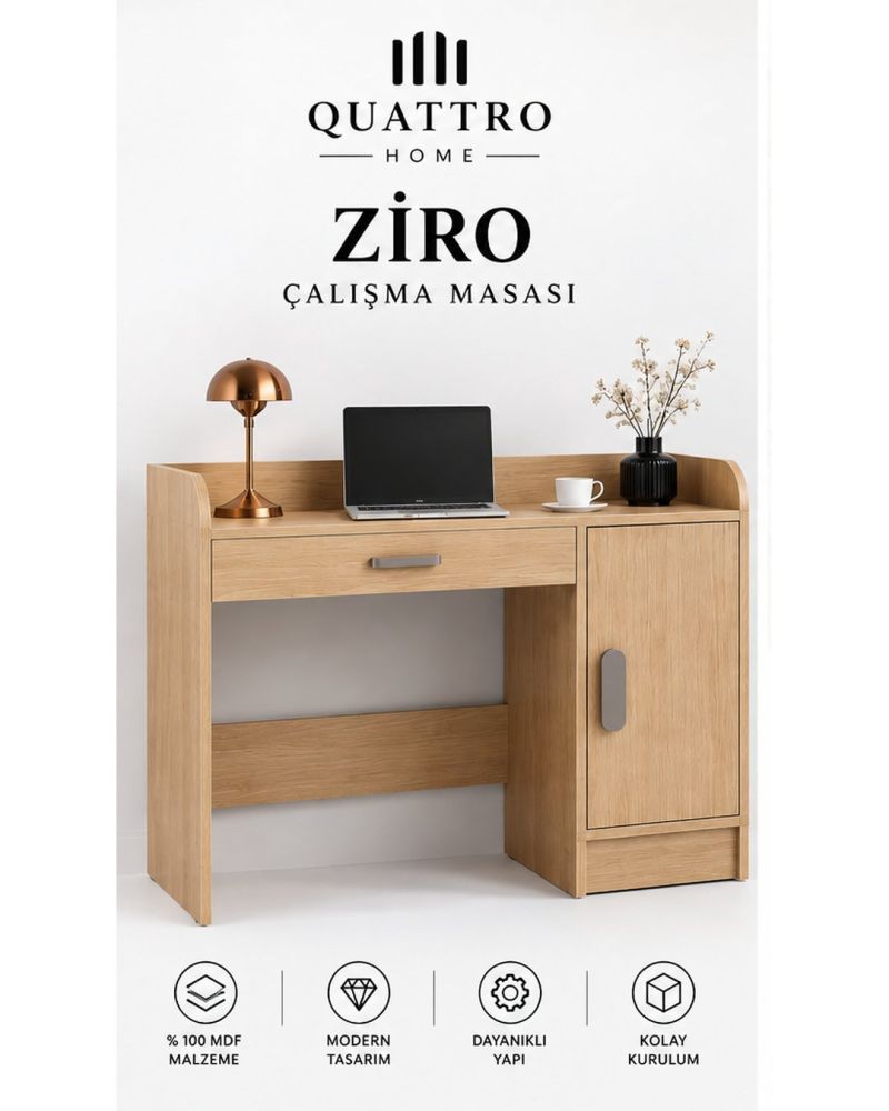 ZIRO ÇALIŞMA MASASI- %100 MDF-Genişlik: 120 cm Yükseklik: 90 cm Derinlik: 57 cm