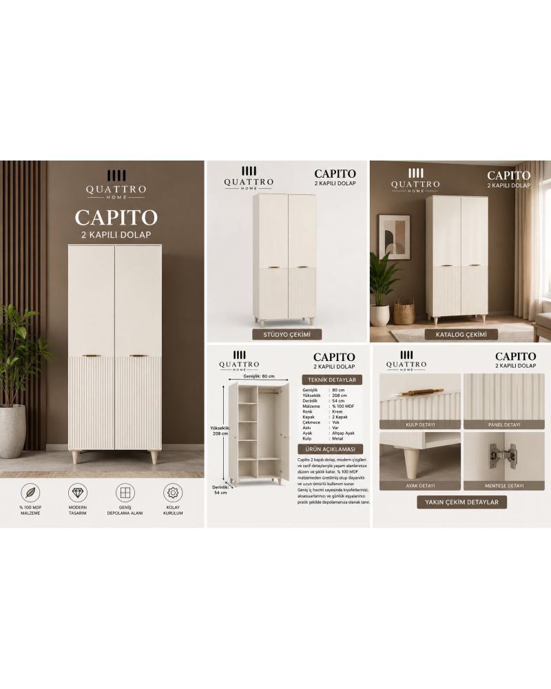 CAPITO 2 Lİ DOLAP-%100 MDF
