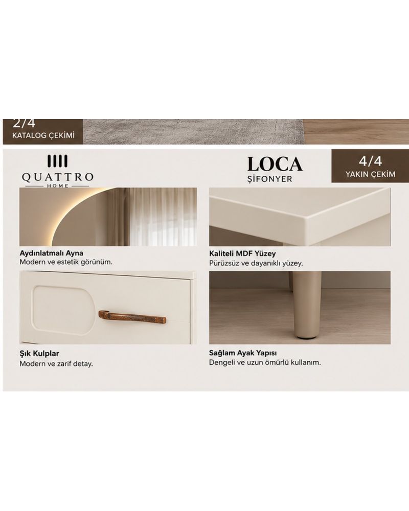 LOCA MAKYAJ MASASI-Genişlik: 120 cm Yükseklik: 80 cm Derinlik: 41 cm-%100 MDF