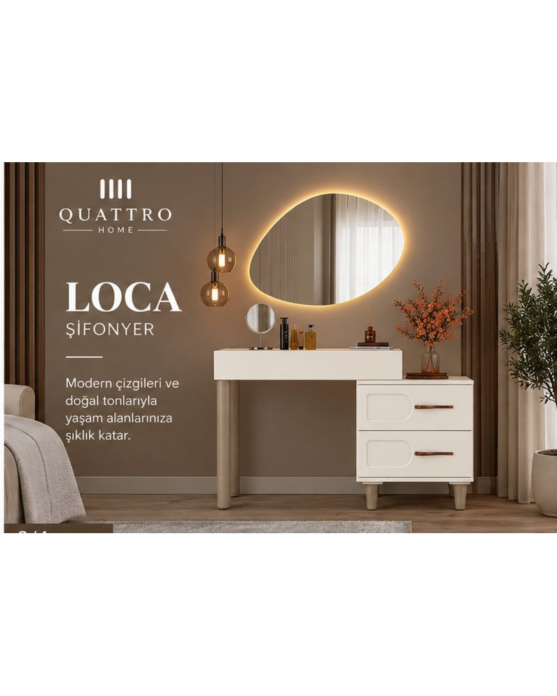 LOCA MAKYAJ MASASI-Genişlik: 120 cm Yükseklik: 80 cm Derinlik: 41 cm-%100 MDF
