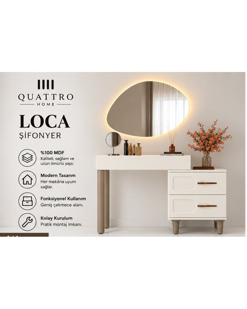 LOCA MAKYAJ MASASI-Genişlik: 120 cm Yükseklik: 80 cm Derinlik: 41 cm-%100 MDF